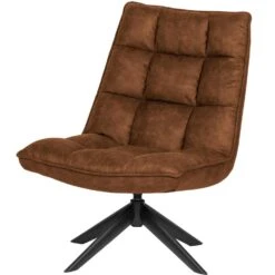 WOOOD Jouke Draaifauteuil - Kunstleer - Cognac - 97x70x85