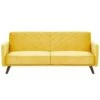 Beliani Driezitsbank - SENJA Geel Fluweel -Meubelwinkel 1783281355