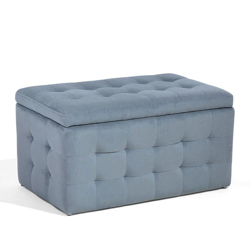 Beliani Ottomaan MICHIGAN - Grijs Fluweel 3 Beliani Ottomaan MICHIGAN - Grijs Fluweel