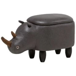 Beliani Dierenhocker RHINO - Grijs Kunstleer