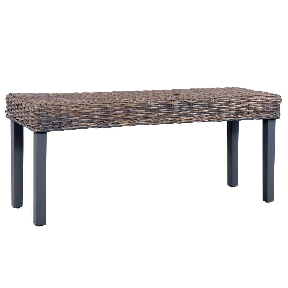 VidaXL Bankje 110 Cm Natuurlijk Kubu Rattan En Massief Mangohout Grijs 3 VidaXL Bankje 110 Cm Natuurlijk Kubu Rattan En Massief Mangohout Grijs