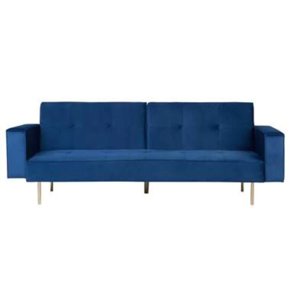 Beliani Driezitsbank - VISNES Blauw Fluweel 3 Beliani Driezitsbank - VISNES Blauw Fluweel