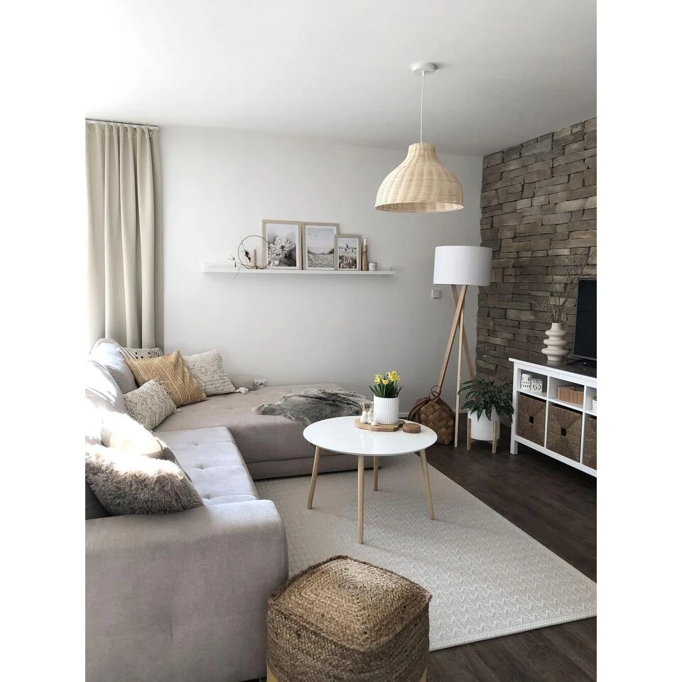 Beliani Poef KIRAMA - Beige Katoen, Jute 6 Beliani Poef KIRAMA - Beige Katoen, Jute - Afbeelding 4