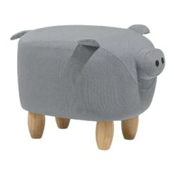 Beliani Dierenhocker PIGGY - Grijs Polyester