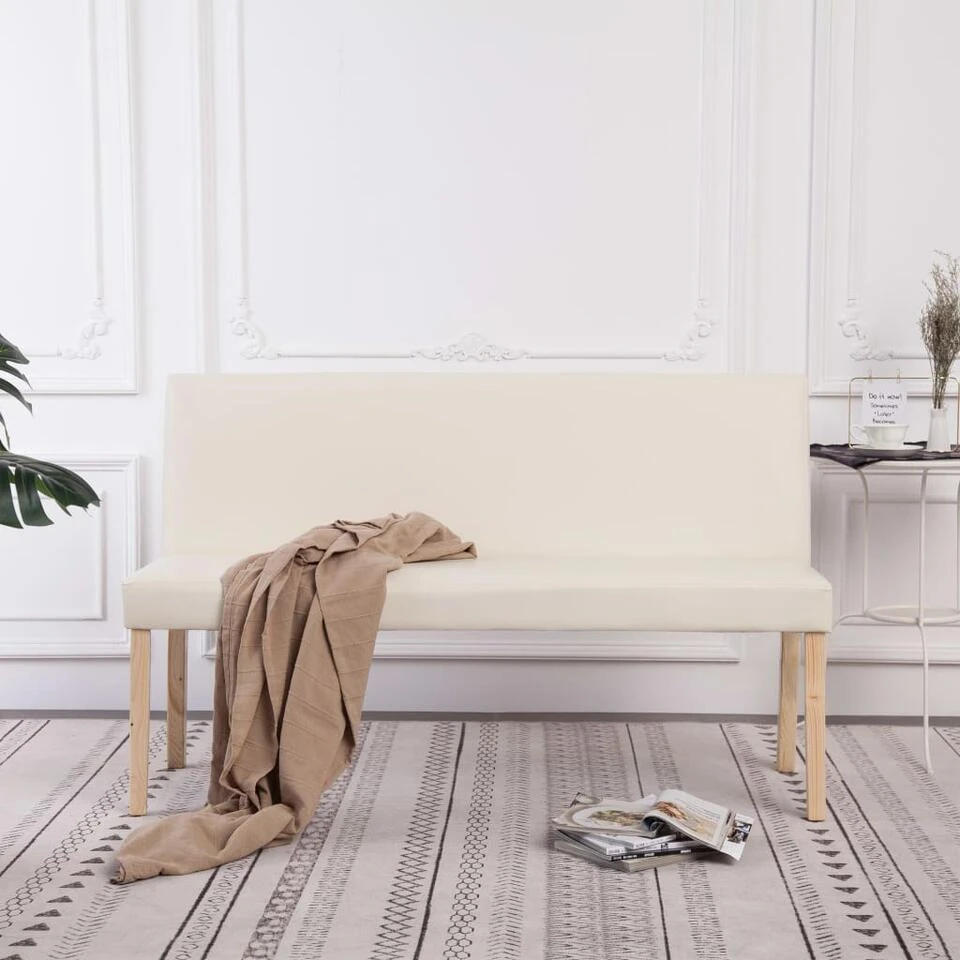 VidaXL Bankje 139,5 Cm Kunstleer Crème 4 VidaXL Bankje 139,5 Cm Kunstleer Crème - Afbeelding 2