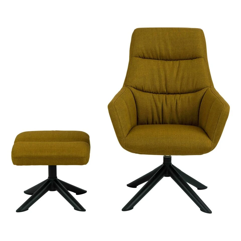 Sohome Draaifauteuil Leopold - Met Voetenbank - Geel 4 Sohome Draaifauteuil Leopold - Met Voetenbank - Geel - Afbeelding 2