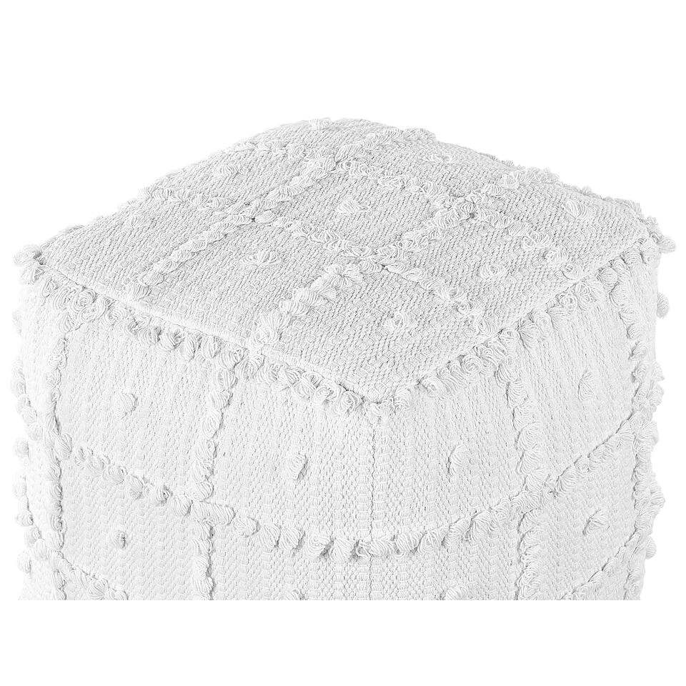 Beliani Poef HARNAI - Wit Katoen 6 Beliani Poef HARNAI - Wit Katoen - Afbeelding 4