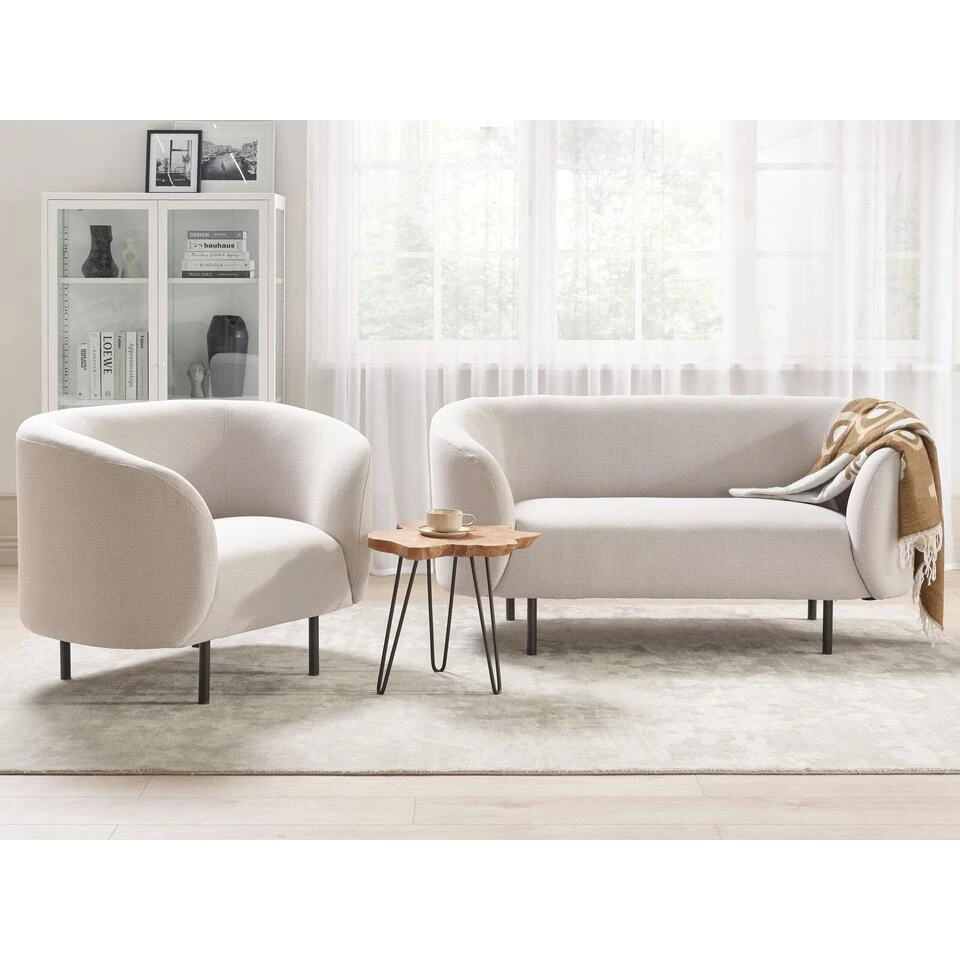 Beliani Zitgroep LOEN - Beige Polyester 4 Beliani Zitgroep LOEN - Beige Polyester - Afbeelding 2