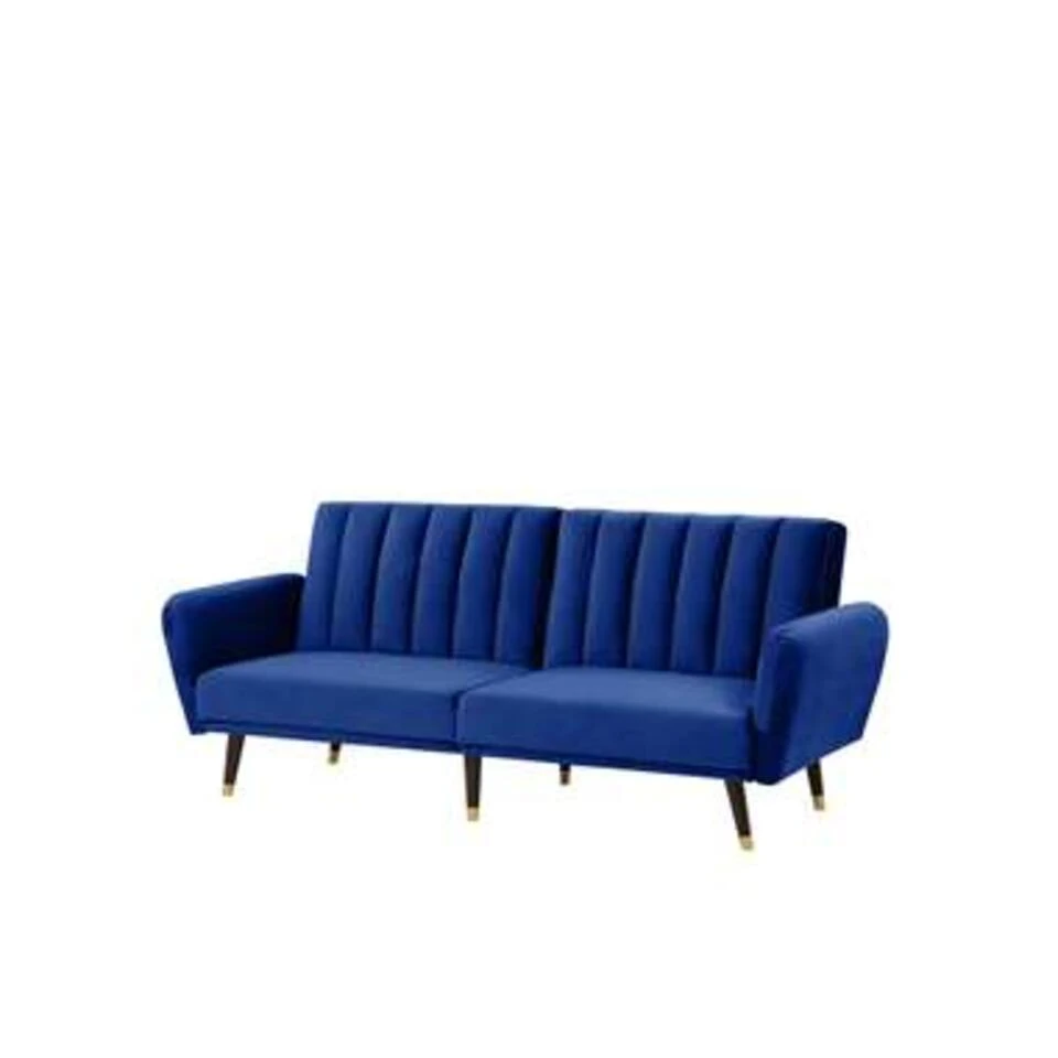 Beliani Slaapbank - VIMMERBY Blauw Fluweel 5 Beliani Slaapbank - VIMMERBY Blauw Fluweel - Afbeelding 3