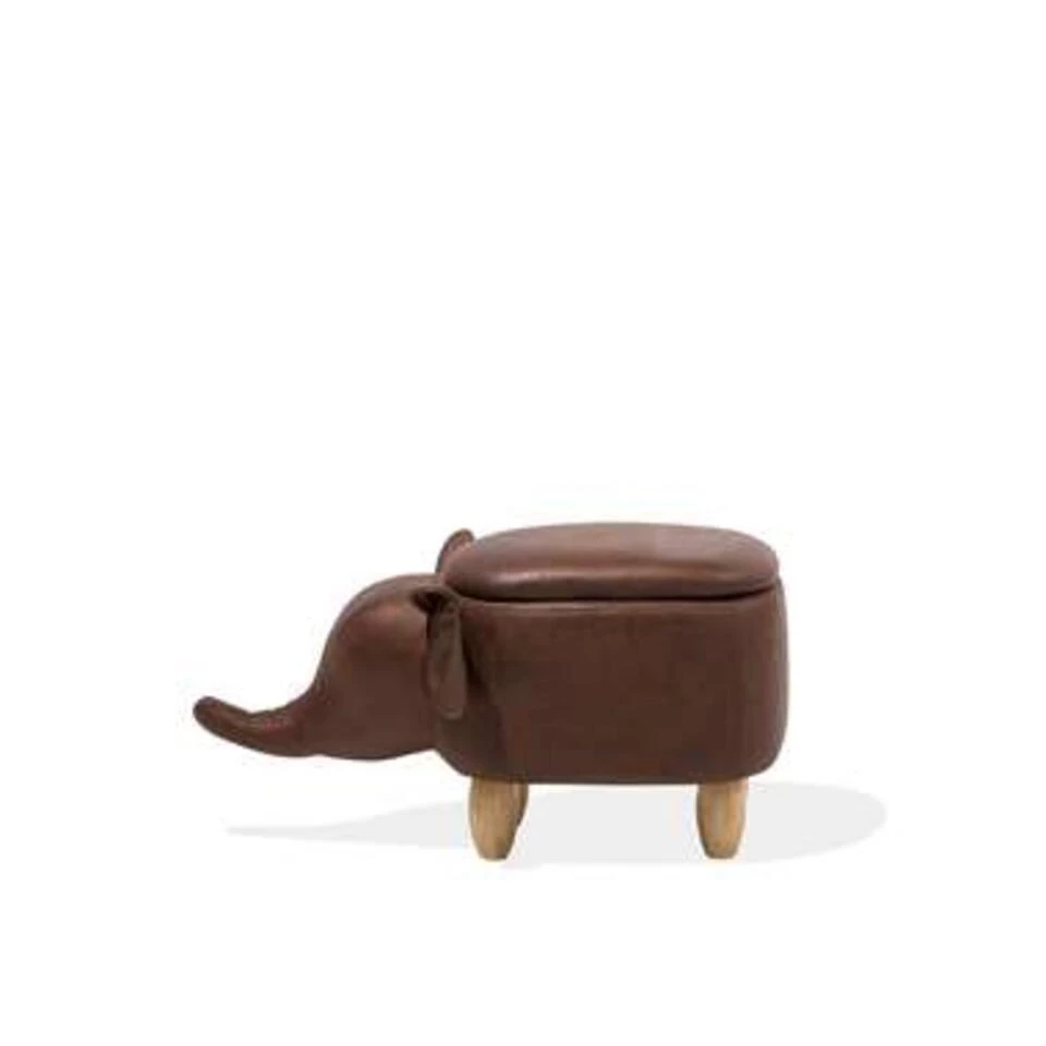 Beliani Dierenhocker ELEPHANT - Bruin Kunstleer 4 Beliani Dierenhocker ELEPHANT - Bruin Kunstleer - Afbeelding 2