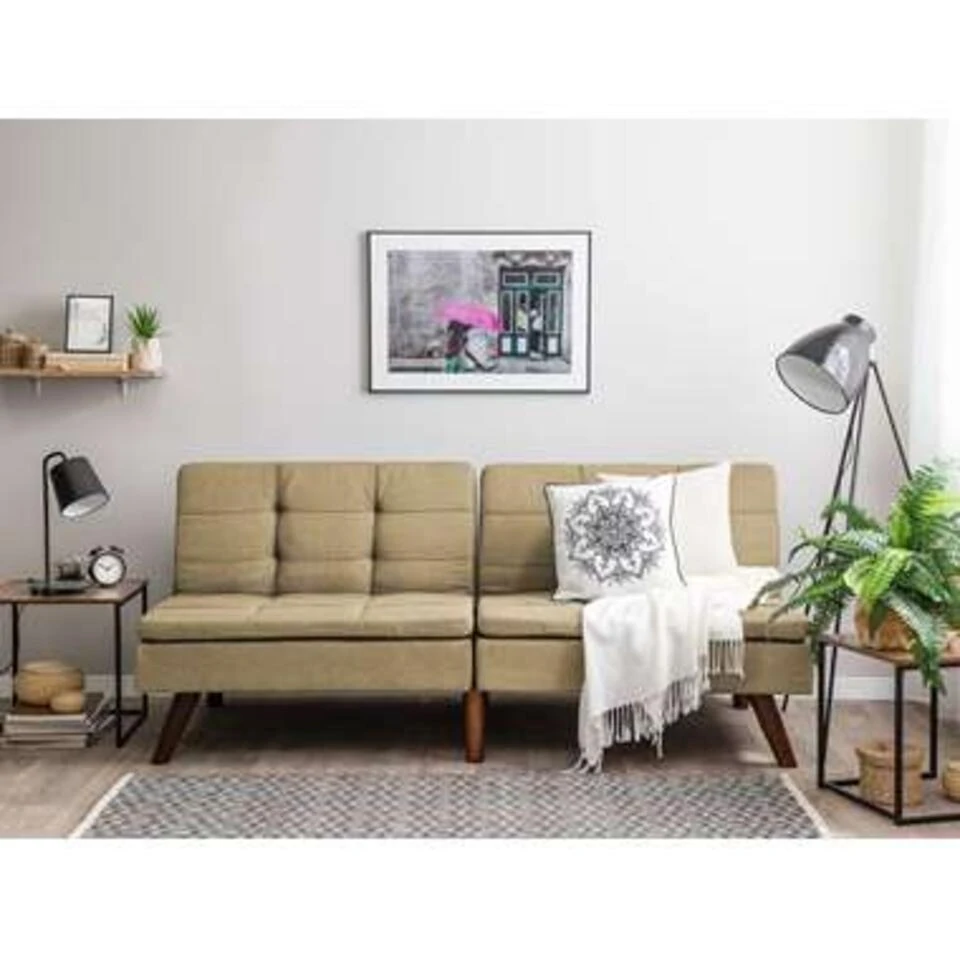 Beliani Driezitsbank - RONNE Bruin Polyester 4 Beliani Driezitsbank - RONNE Bruin Polyester - Afbeelding 2