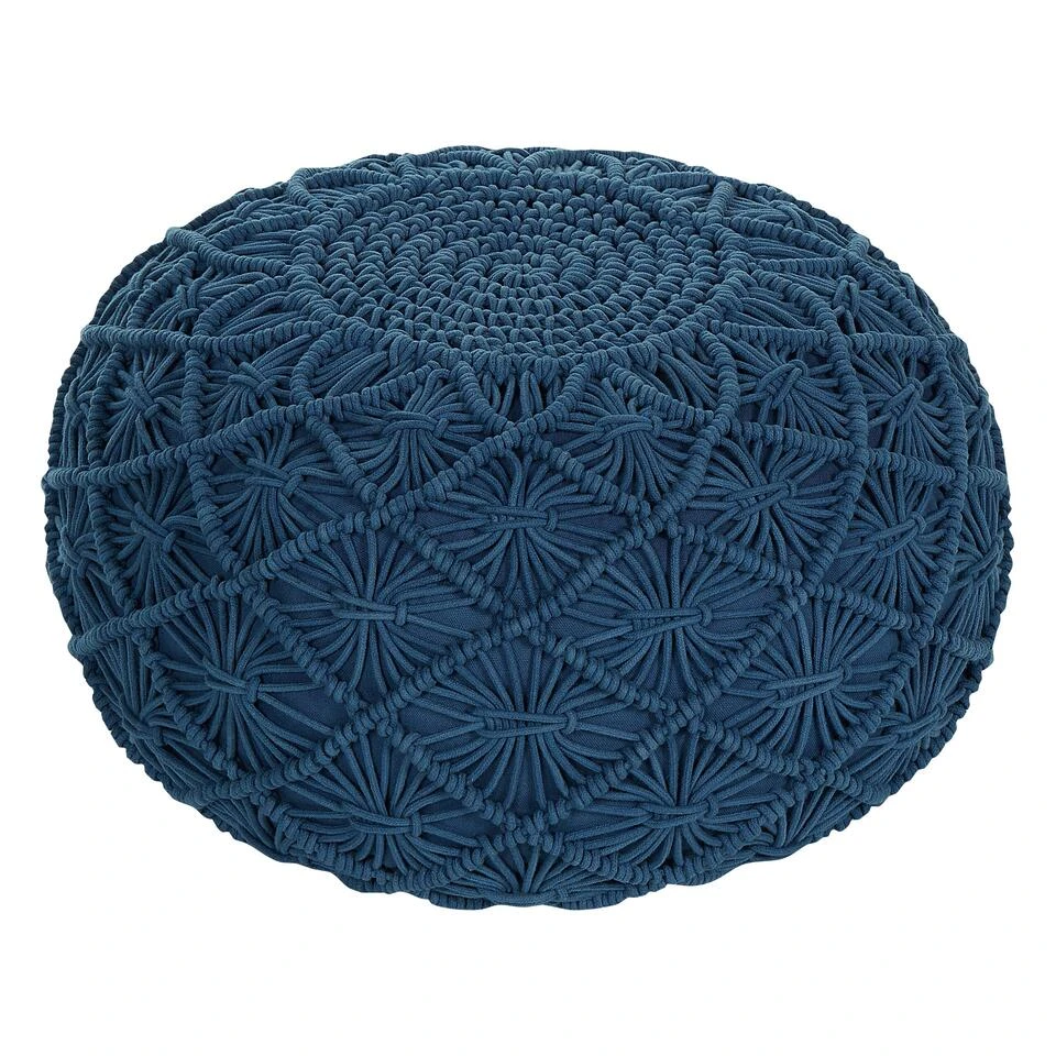 Beliani Poef BERKANE - Blauw Katoen 6 Beliani Poef BERKANE - Blauw Katoen - Afbeelding 4