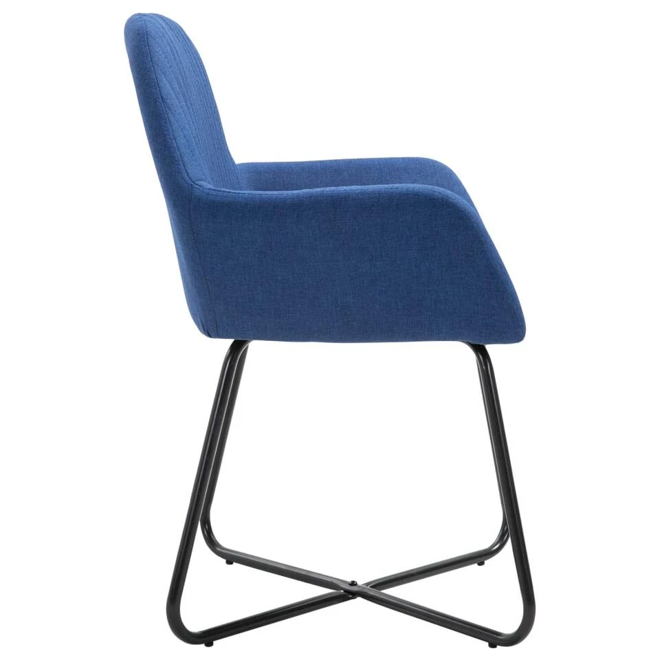 VidaXL Eetkamerstoelen 2 St Stof Blauw 6 VidaXL Eetkamerstoelen 2 St Stof Blauw - Afbeelding 4