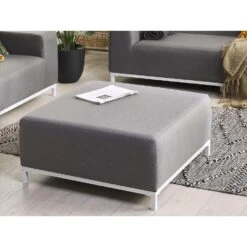 Beliani Ottomaan ROVIGO - Grijs Polyester -Meubelwinkel 41a7b51c63be4f7ea4e59cb9f3e68854