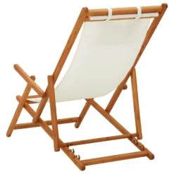 VidaXL Strandstoel Inklapbaar Massief Eucalyptushout En Stof Crème -Meubelwinkel 453ab6aafaca4c6eb483059a8035bd39