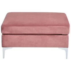 Beliani Ottomaan EVJA - Roze Fluweel -Meubelwinkel 4a10fabfb35341c79af8137a6d0bc4f9