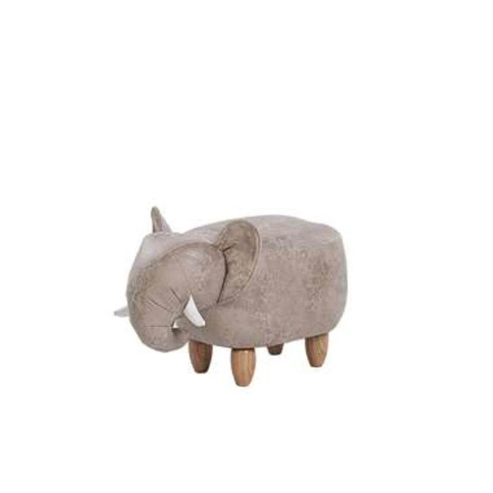 Beliani Dierenhocker JUMBO - Grijs Kunstleer 4 Beliani Dierenhocker JUMBO - Grijs Kunstleer - Afbeelding 2