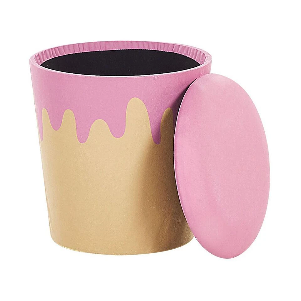 Beliani Poef MOUSEE - Beige Fluweel 6 Beliani Poef MOUSEE - Beige Fluweel - Afbeelding 4