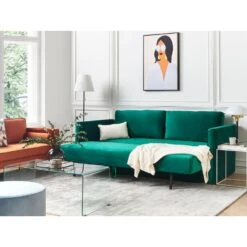 Beliani Driezitsbank - EKSJO Groen Fluweel -Meubelwinkel 544e3e67f6fb48afb9ac8f7dfeb27896