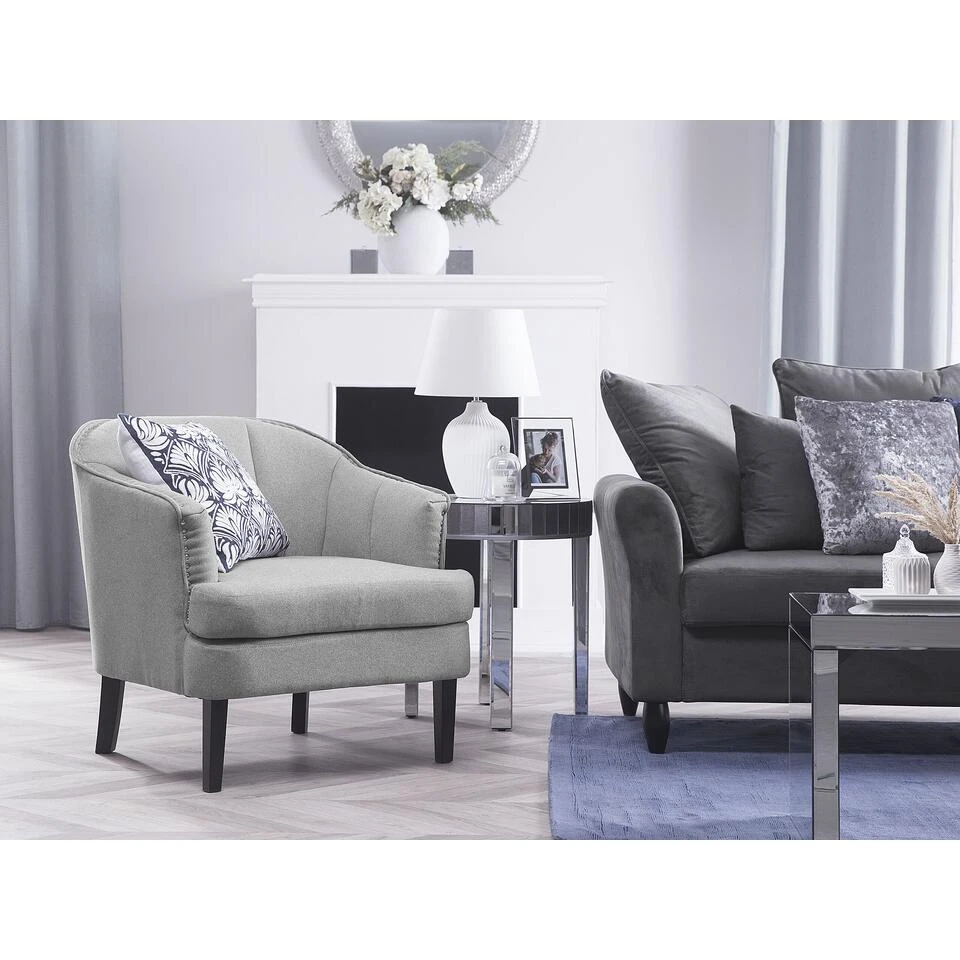 Beliani Cocktailstoel ELVERUM - Grijs Polyester 4 Beliani Cocktailstoel ELVERUM - Grijs Polyester - Afbeelding 2