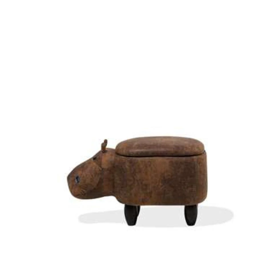 Beliani Dierenhocker HIPPO - Bruin Kunstleer 4 Beliani Dierenhocker HIPPO - Bruin Kunstleer - Afbeelding 2