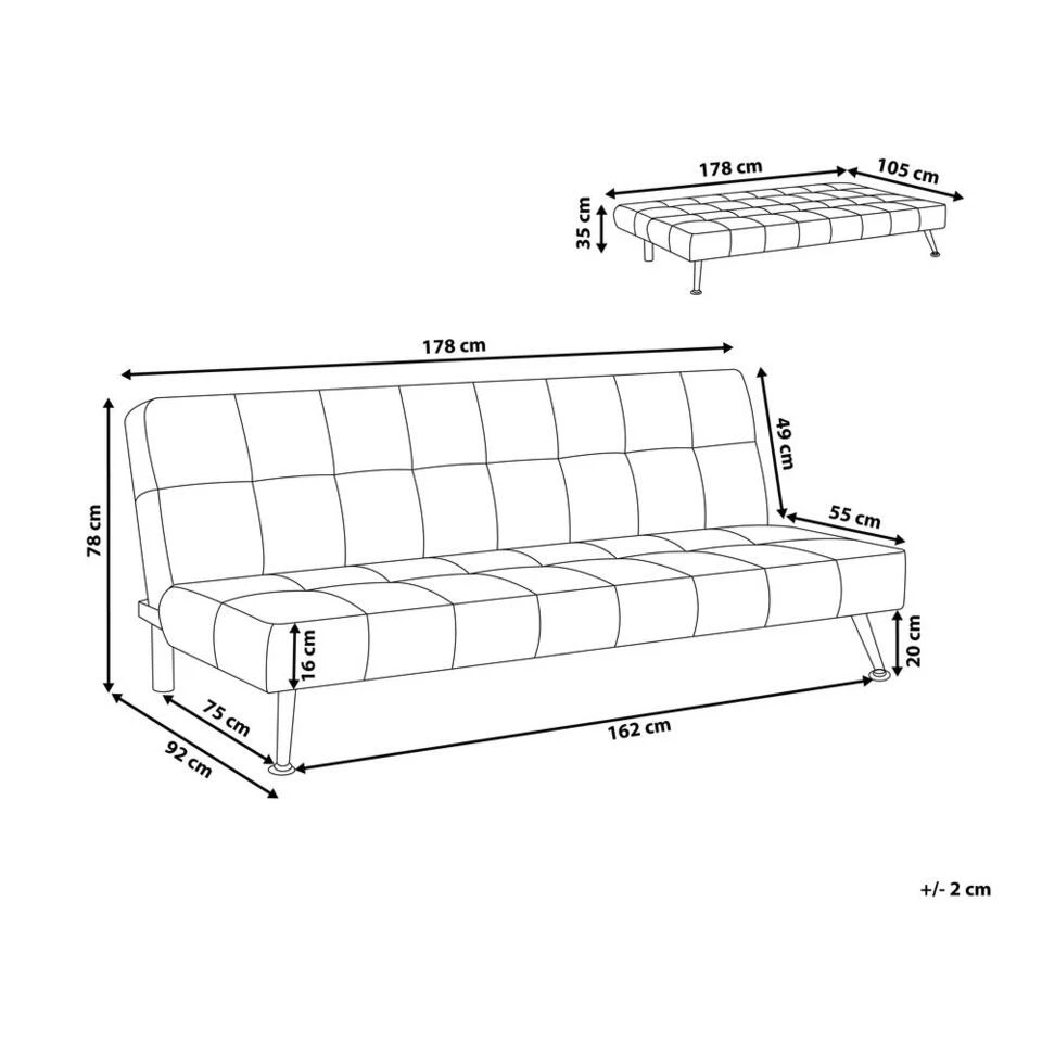 Beliani Driezitsbank - OLSKER Zwart Kunstleer 4 Beliani Driezitsbank - OLSKER Zwart Kunstleer - Afbeelding 2