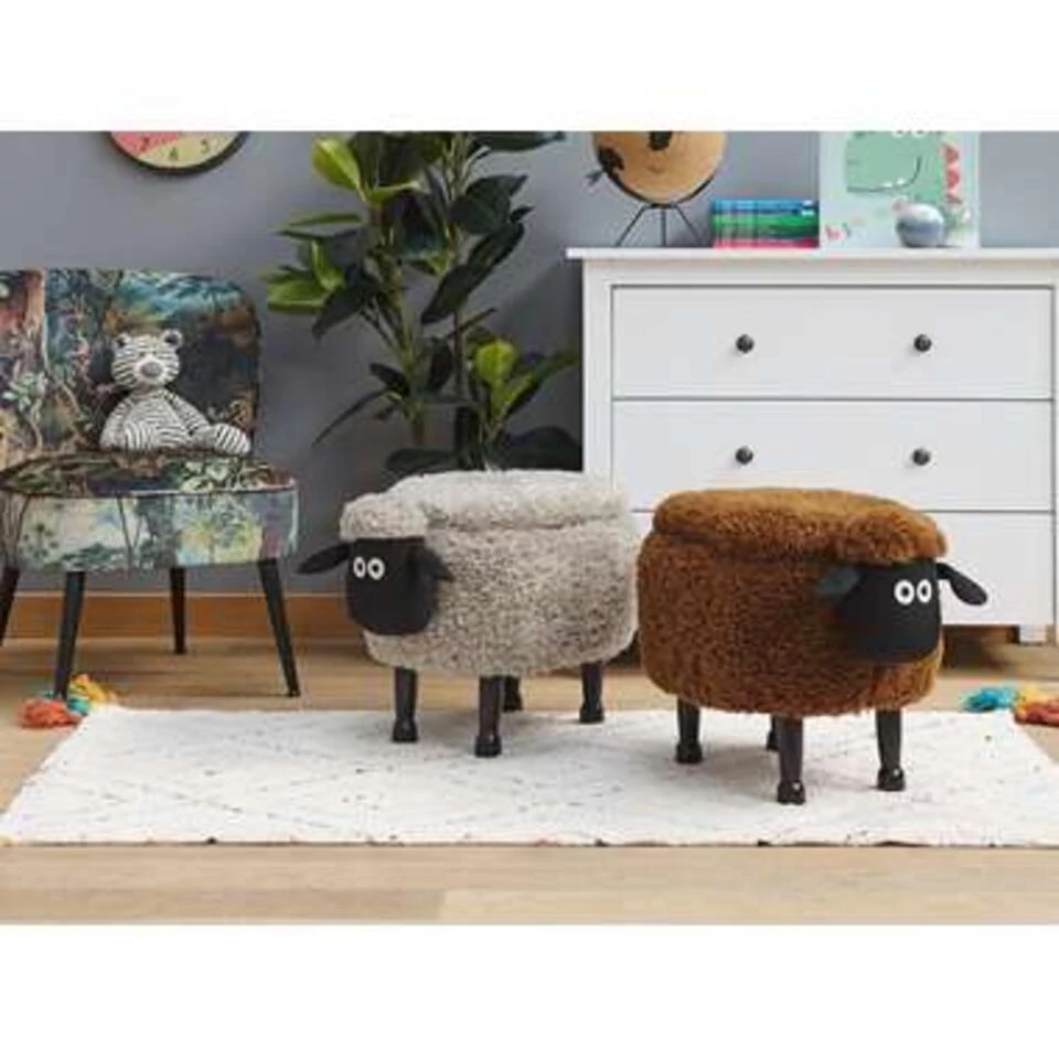 Beliani Dierenhocker SHEEP - Bruin Polyester 5 Beliani Dierenhocker SHEEP - Bruin Polyester - Afbeelding 3