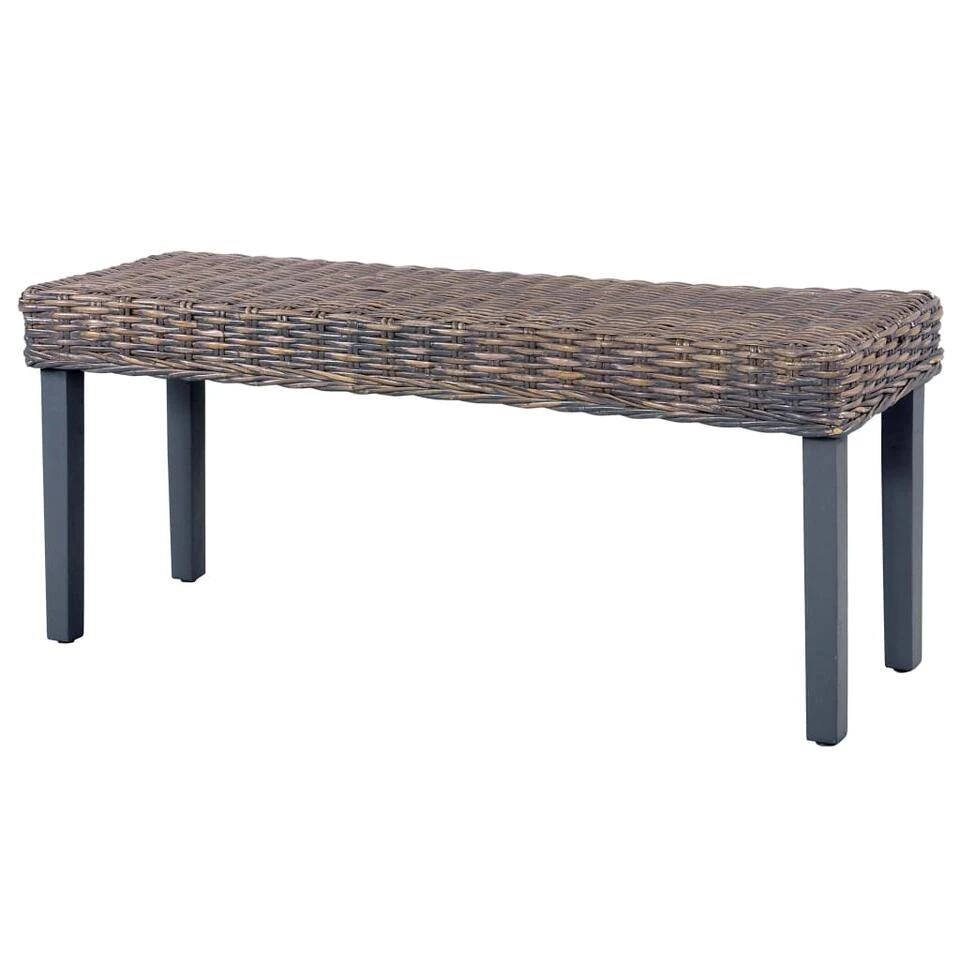 VidaXL Bankje 110 Cm Natuurlijk Kubu Rattan En Massief Mangohout Grijs 6 VidaXL Bankje 110 Cm Natuurlijk Kubu Rattan En Massief Mangohout Grijs - Afbeelding 4