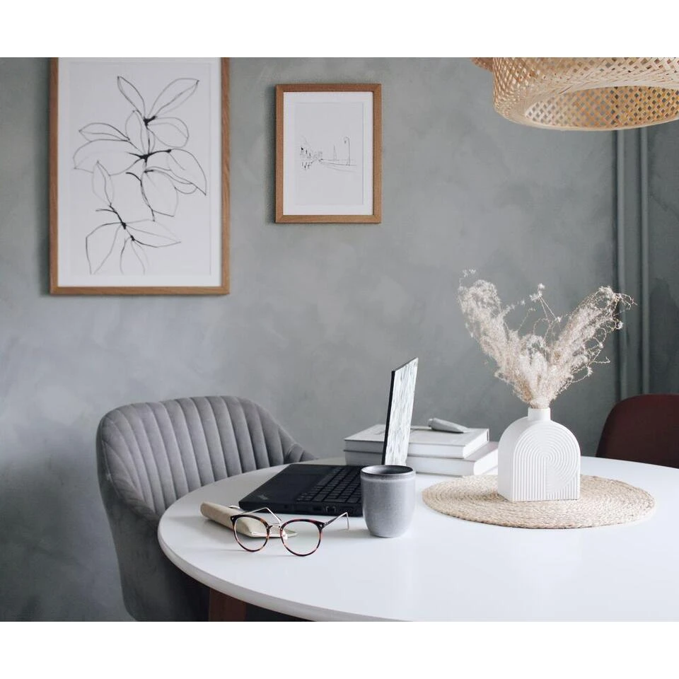 Beliani Bureaustoel VENICE - Grijs Fluweel 4 Beliani Bureaustoel VENICE - Grijs Fluweel - Afbeelding 2