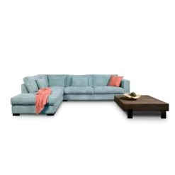 Hoekbank Stuttgart Groot Links - Ribcord - Ijsblauw -Meubelwinkel 81004582 0101