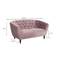 Bank Thyrza 2-zits - Fluweel - Oudroze -Meubelwinkel 81017433 6900