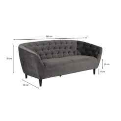 Bank Thyrza 3-zits - Fluweel - Donkergrijs -Meubelwinkel 81019460 6900