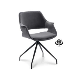 Eetkamerstoel Riccione - Velvet - Donkergrijs