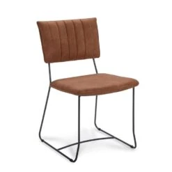 Eetkamerstoel Lucca - Stof - Cognac (2 Stuks) -Meubelwinkel 81019774 0101