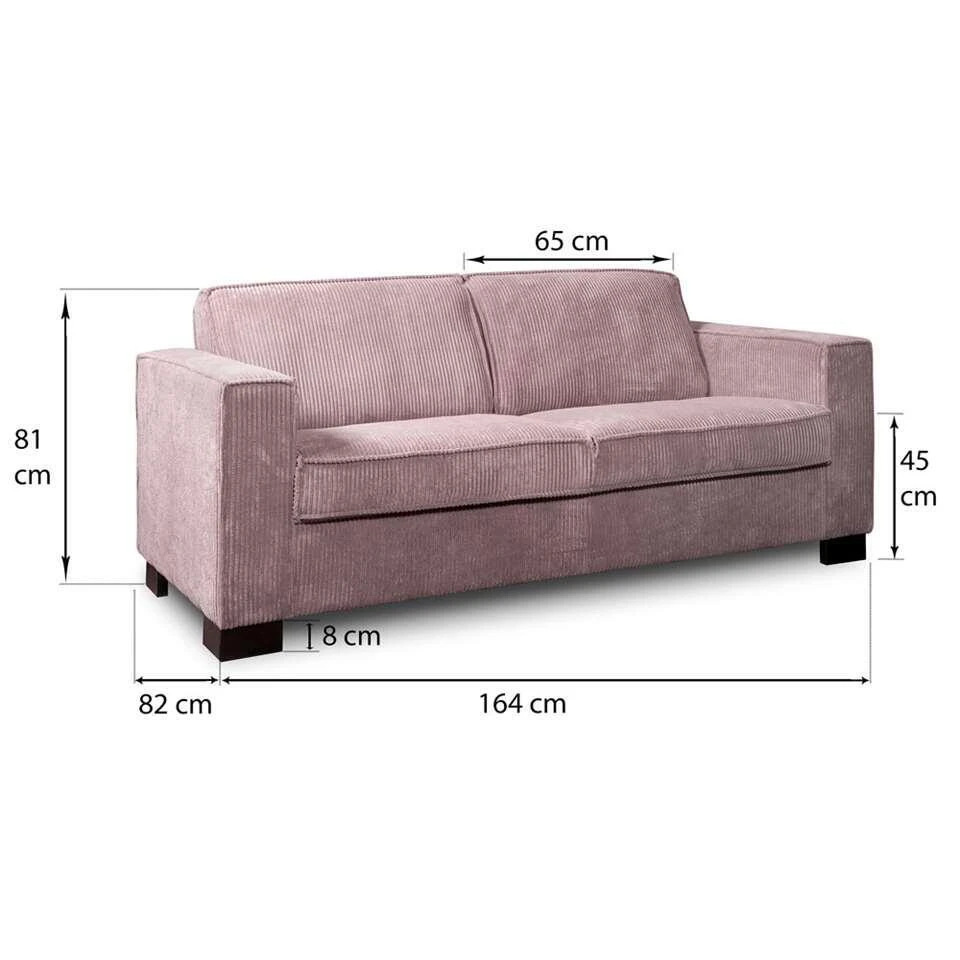 Bank Stuttgart 2-zits - Ribcord - Roze 6 Bank Stuttgart 2-zits - Ribcord - Roze - Afbeelding 4
