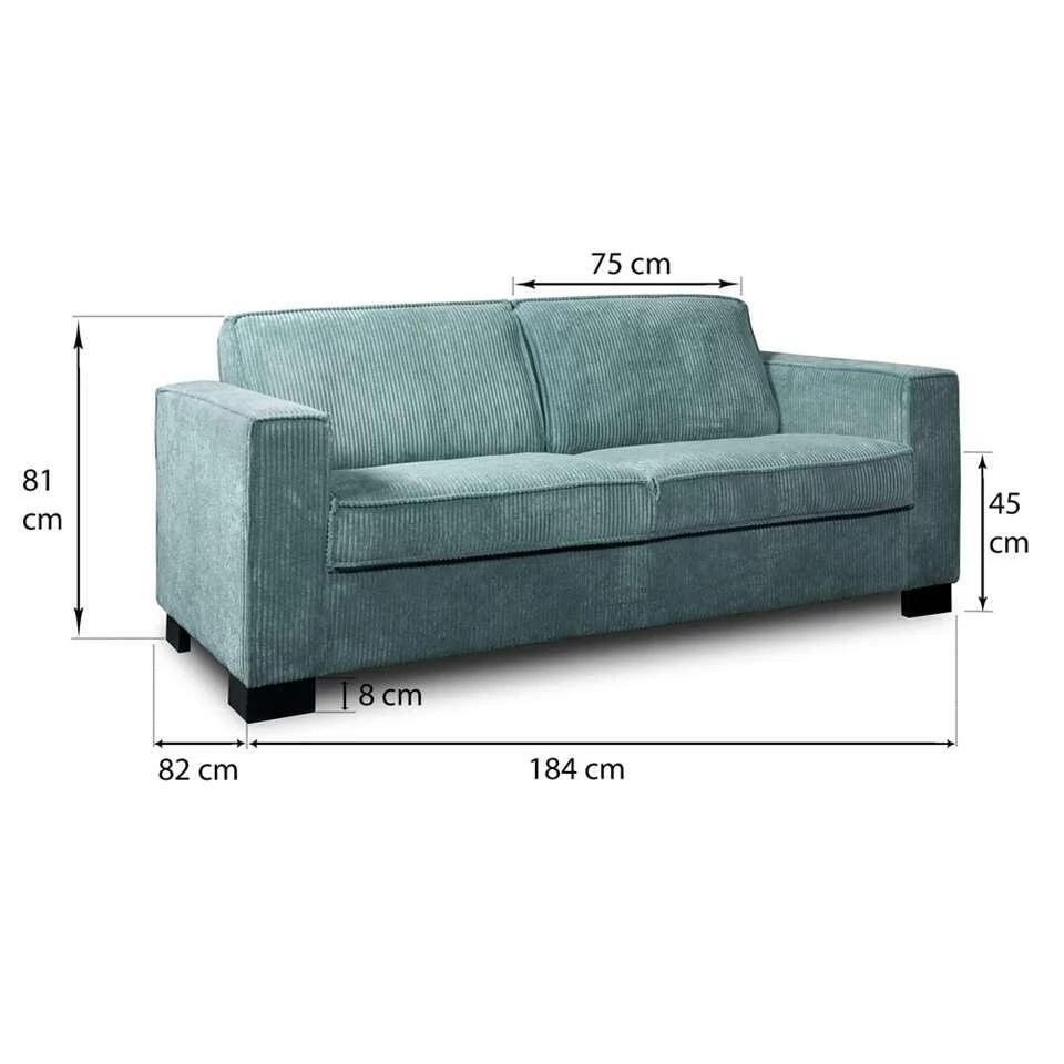 Bank Stuttgart 3-zits - Ribcord - Petrol 6 Bank Stuttgart 3-zits - Ribcord - Petrol - Afbeelding 4