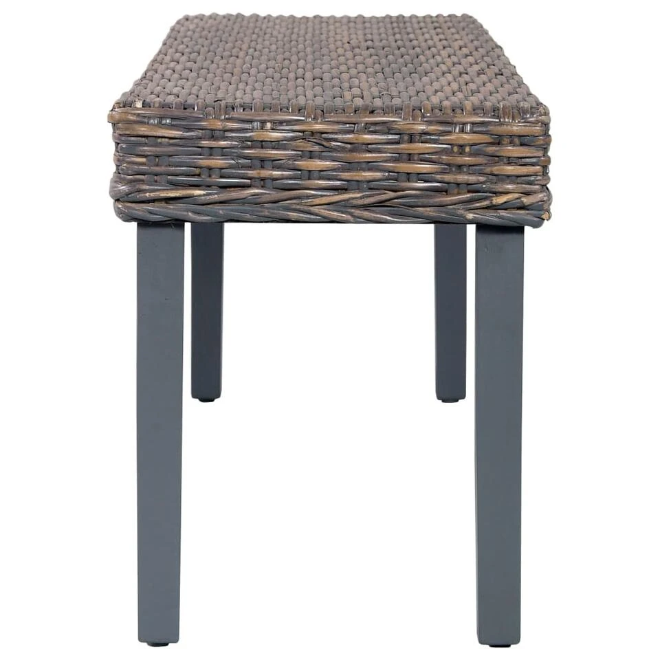 VidaXL Bankje 110 Cm Natuurlijk Kubu Rattan En Massief Mangohout Grijs 5 VidaXL Bankje 110 Cm Natuurlijk Kubu Rattan En Massief Mangohout Grijs - Afbeelding 3
