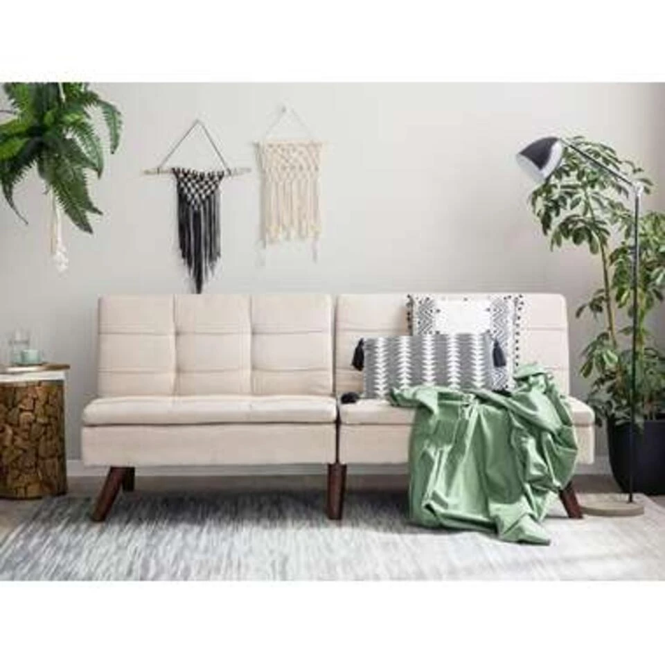 Beliani Driezitsbank - RONNE Beige Polyester 4 Beliani Driezitsbank - RONNE Beige Polyester - Afbeelding 2