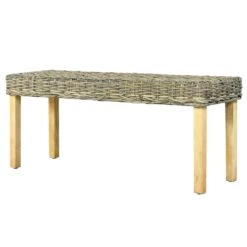 VidaXL Bankje 110 Cm Natuurlijk Kubu Rattan En Massief Mangohout -Meubelwinkel 88b43365922d4f5bbfc6dc415c47e386