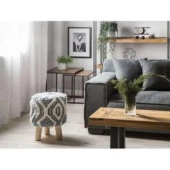 Beliani Hocker AGRA - Wit Wol, Katoen -Meubelwinkel 8b5f8500068448cfacedd6488fd6537a