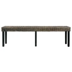 VidaXL Bankje 160 Cm Natuurlijk Kubu Rattan En Massief Mangohout Zwart -Meubelwinkel 8ecdf746dfb04868bf718529c34c1b0d