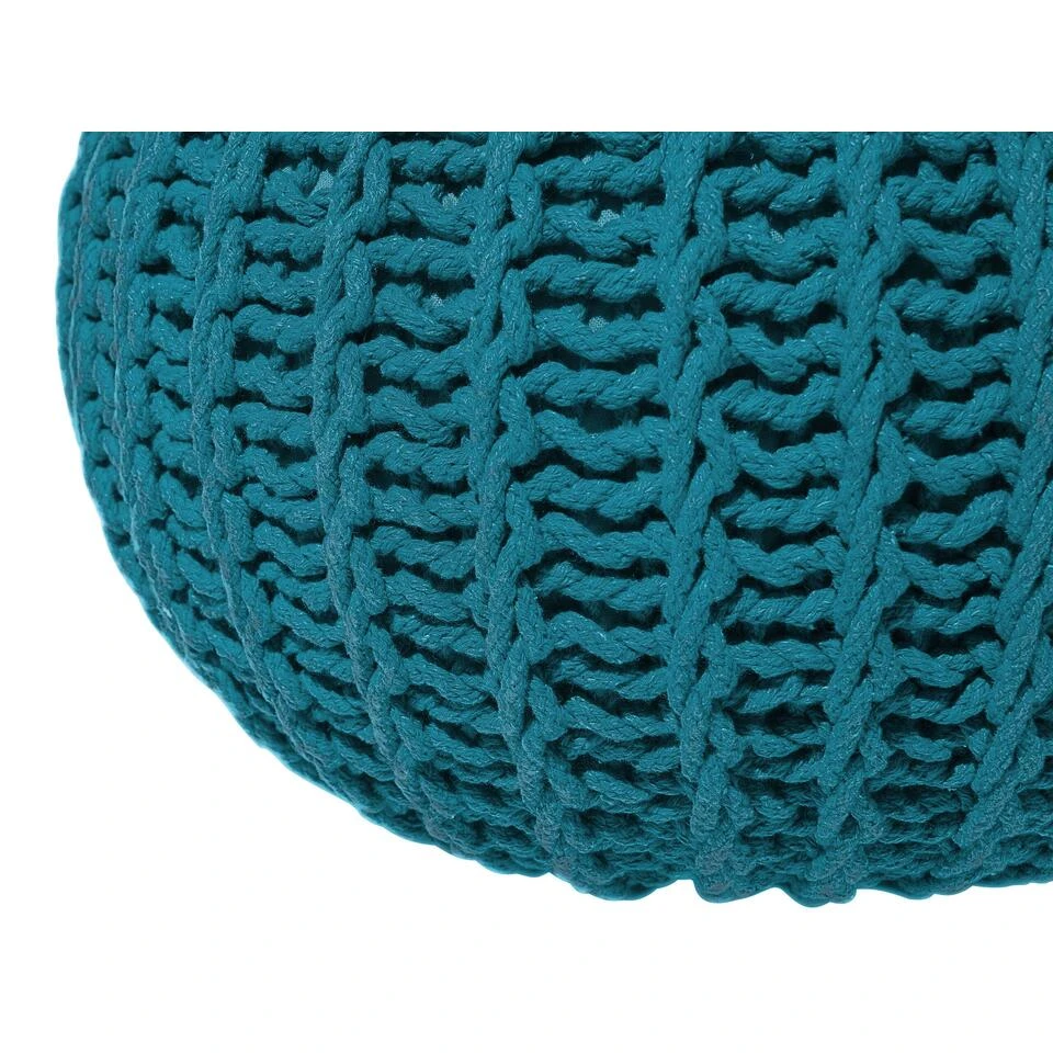 Beliani Poef CONRAD - Blauw Katoen 6 Beliani Poef CONRAD - Blauw Katoen - Afbeelding 4