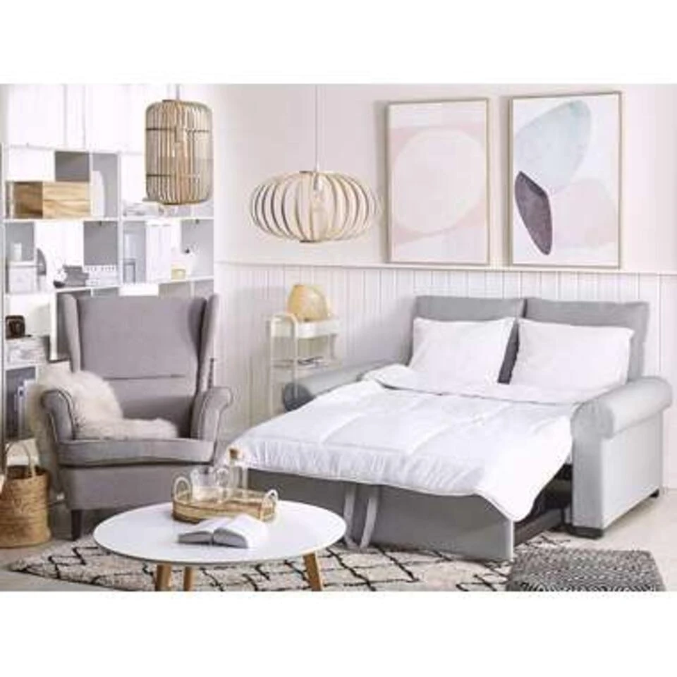 Beliani Slaapbank - SILDA Grijs Polyester 5 Beliani Slaapbank - SILDA Grijs Polyester - Afbeelding 3