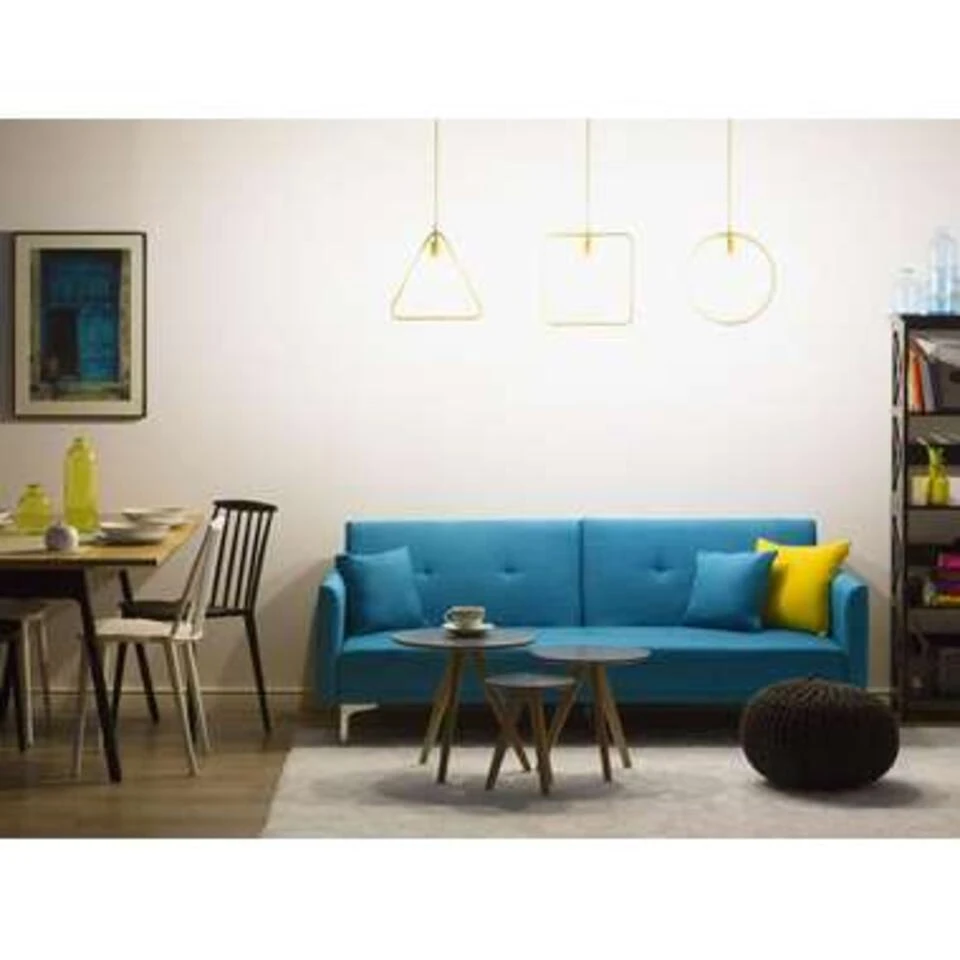 Beliani Driezitsbank - LUCAN Blauw Polyester 4 Beliani Driezitsbank - LUCAN Blauw Polyester - Afbeelding 2