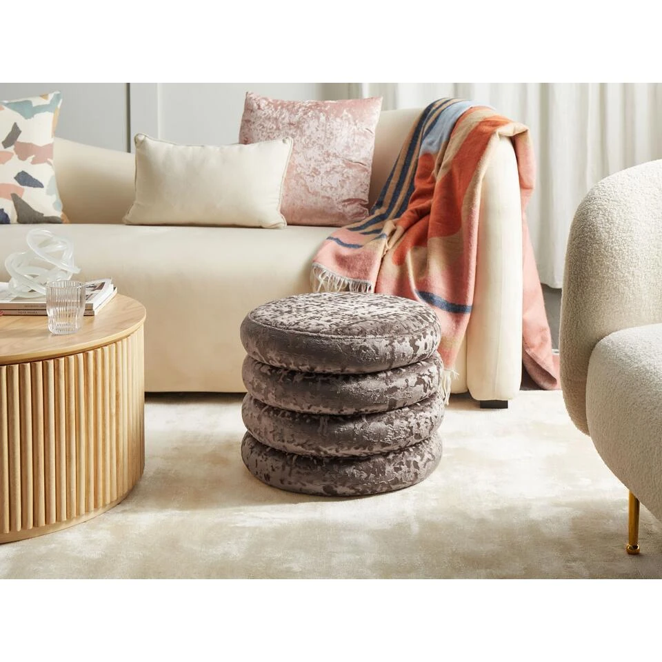 Beliani Poef BREWTON - Bruin Fluweel 4 Beliani Poef BREWTON - Bruin Fluweel - Afbeelding 2