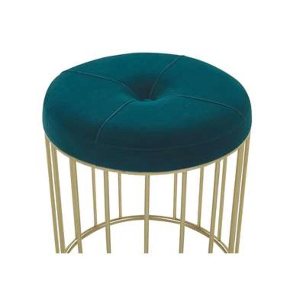 Beliani Hocker LUBBOCK - Blauw Fluweel 4 Beliani Hocker LUBBOCK - Blauw Fluweel - Afbeelding 2