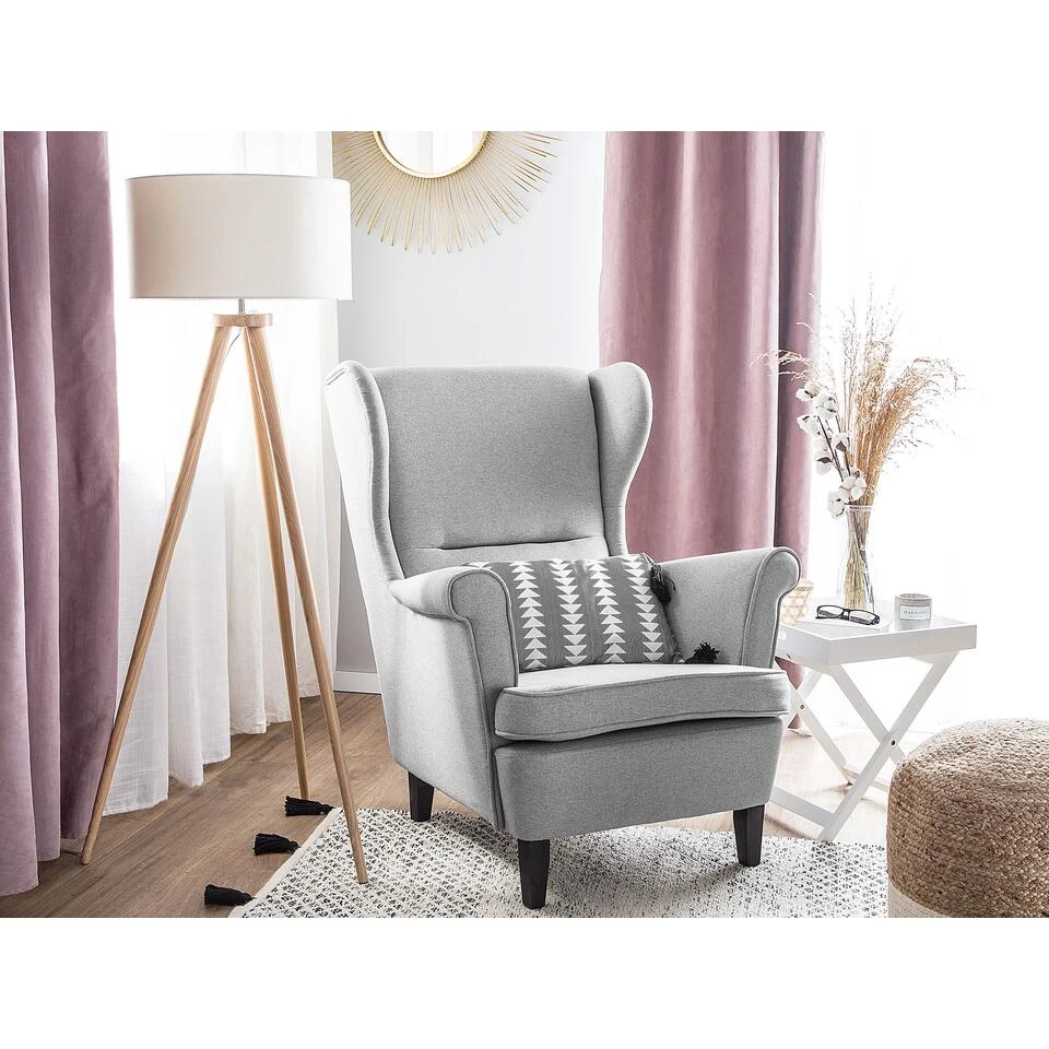 Beliani Oorfauteuil ABSON - Grijs Polyester 4 Beliani Oorfauteuil ABSON - Grijs Polyester - Afbeelding 2