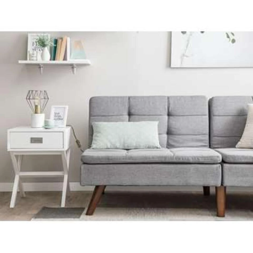 Beliani Driezitsbank - RONNE Grijs Polyester 5 Beliani Driezitsbank - RONNE Grijs Polyester - Afbeelding 3