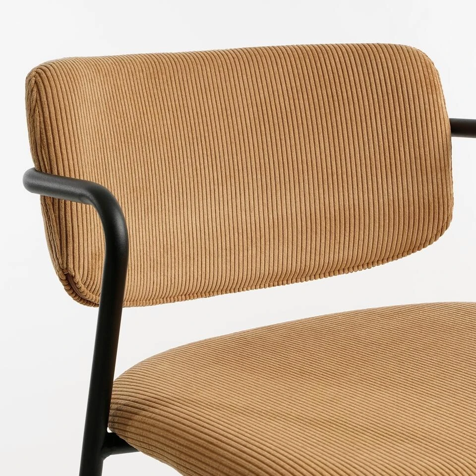 Mica Decorations Nanet Barkruk - H91 Cm - Velvet - Lichtbruin 4 Mica Decorations Nanet Barkruk - H91 Cm - Velvet - Lichtbruin - Afbeelding 2