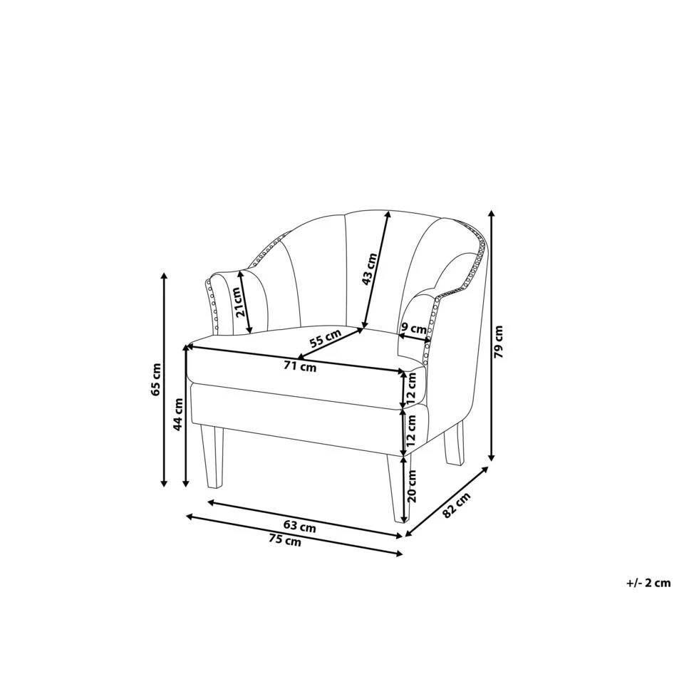 Beliani Cocktailstoel ELVERUM - Grijs Polyester 5 Beliani Cocktailstoel ELVERUM - Grijs Polyester - Afbeelding 3